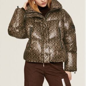Luxury Designer Mackage Mylah Brown Patterned Puffer Jacket (XL - 10/12)